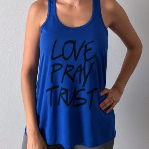 Love Pray Trust Blue Flowy Tank Top